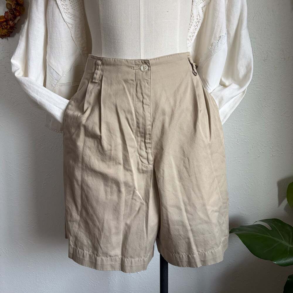 Lizsport Vintage High Waisted Pleated Shorts Tan Size 12